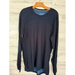 Smart Wool T-Shirt Top men’s  XL Blue Crew Neck Regular Fit Wool Long Sleeve